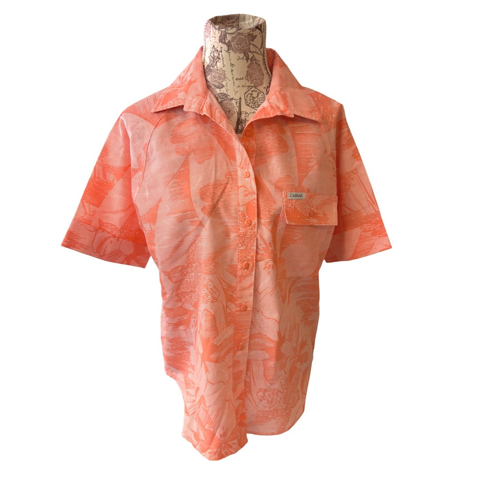 Cabrais Coral Floral Button Up Short Sleeve Shirt Size 12 Cruise clothes